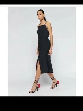 NWT Reformation Truett Dress Midi Black Wrap Size 2/ Small